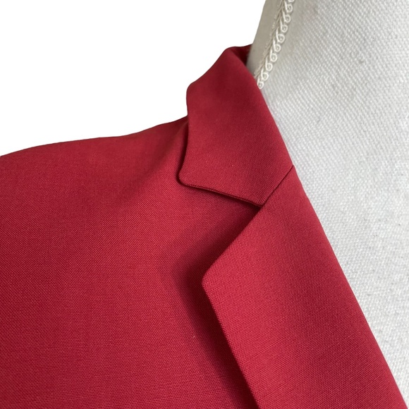 Theory Wool Blazer 4 Gabrielle Tailor Jacket Burgundy Red Single Button Plunging - Picture 11 of 16
